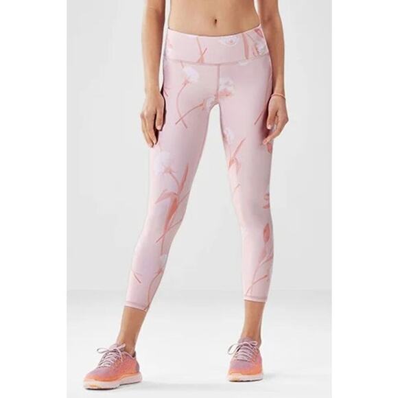 Fabletics Powerhold Mid Rise Capri Legging Women's Small Pink Sonnet Print - Picture 2 of 7